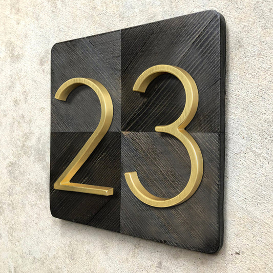 Floating House Numbers - Brushed Brass